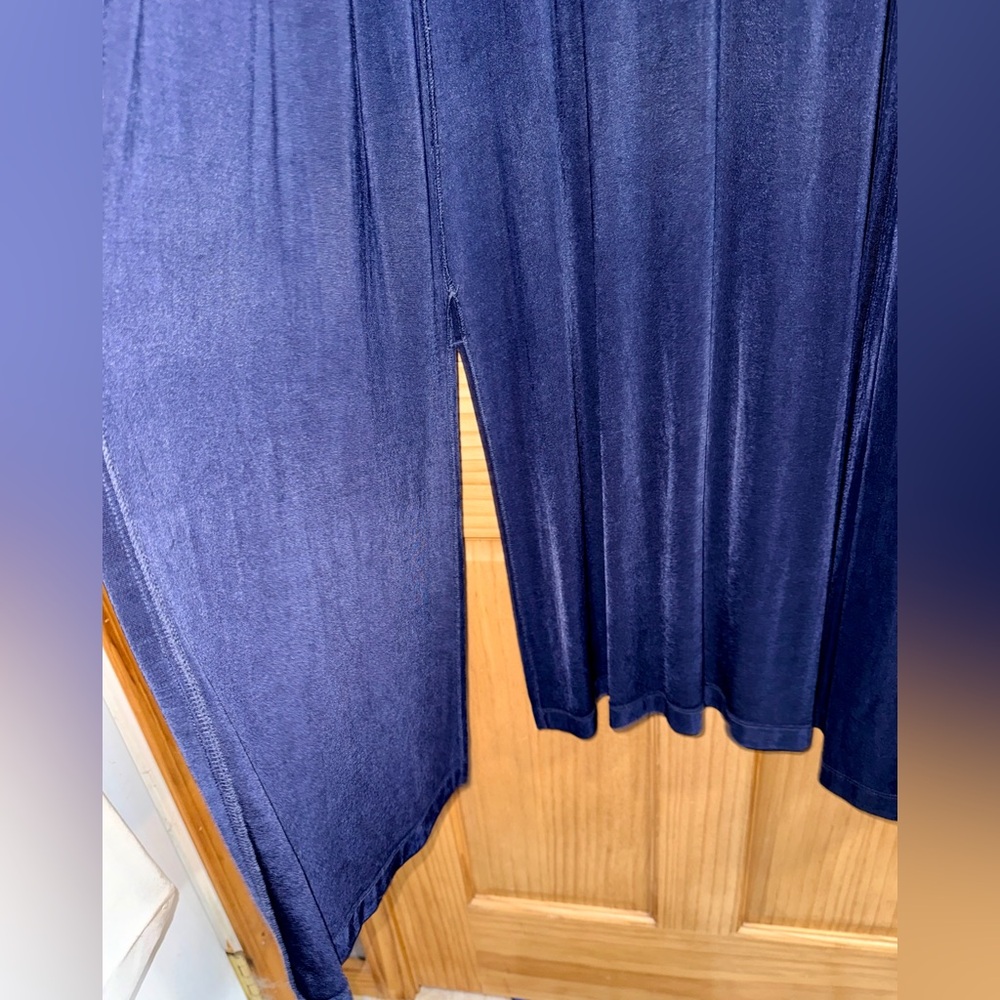 Chico's Traveler Women’s Deep Blue Lightweight Maxi Cardigan w/Side Slits-OS-EUC - Picture 7 of 10
